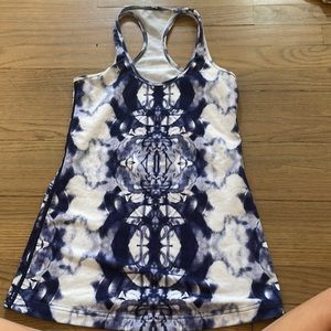 old lululemon tank, white and blue tie dye, size 6